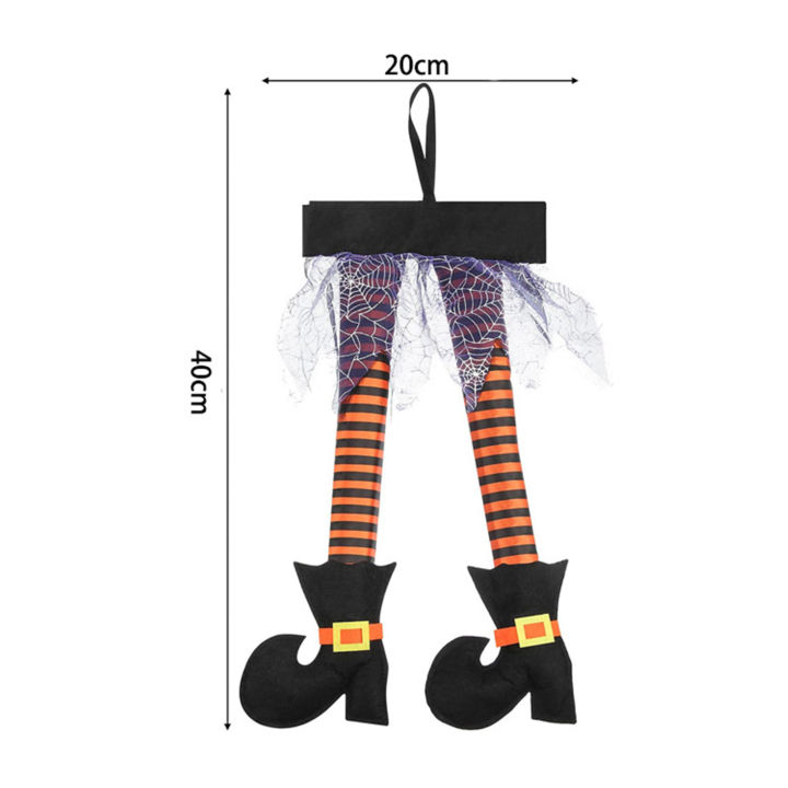 ของประดับแขวนขาแม่มดชั่วร้ายแปลกใหม่จี้ธีมฮาโลวีนตกแต่งสำหรับประตูหน้าร้านอาหาร
