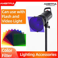 AMBITFUL 12"x 12" 30x30cm 11pcs Color Correction Gels Set Color Gel Filter Film for Video LED Light Studio Flash Strobe,can use with SL60W Video light