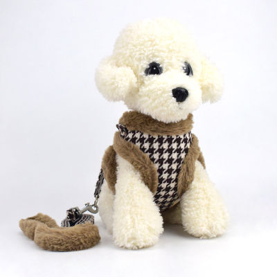 Winter Warm Pet Dog Harness Chest Strap Cotton Fleece Adjustable Vest Leash Small Medium Dog Chihuahua Pug Traction Supplies