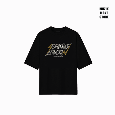 T - Shirt Over Size Serious Bacon - Black