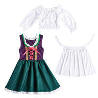 สีสัน dirndl Oktoberfest สำหรับเครื่องแต่งกายเด็ก ALPS National TOP Dress คอสเพลย์ชุดแฟนซีปาร์ตี้ Carnival Halloween