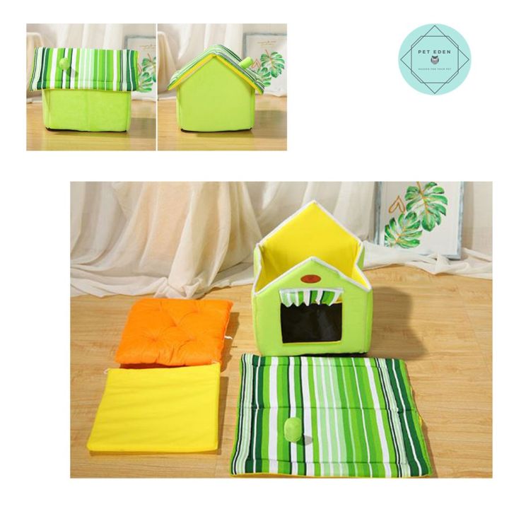 pet-house-บ้านผ้าสัตว์เลี้ยง-บ้านหมา-บ้านแมว-35x35-cm-สีสันสนใสมาก-ที่นอนสัตว์เลี้ยง-ที่นอนแมว