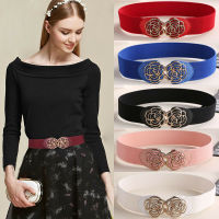 New Arrival Womens Fashion Waistband Vintage Metal Flower Stretch Elastic Band Buckle Waist Belt Black White Pink Red Blue Belts