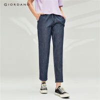 Giordano Women กางเกงยีนส์ขายาว กางเกงแฟชั่น ผ้าฝ้าย แบบรัดเอว Free Shipping 05420358