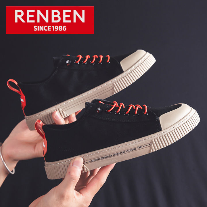 renben-รองเท้ารองเท้าบุรุษระบายอากาศรองเท้าผ้าใบใหม่เข้ากับรองเท้าลำลองสไตล์เกาหลีรองเท้าผ้าใบทันสมัยได้ทุกชุด