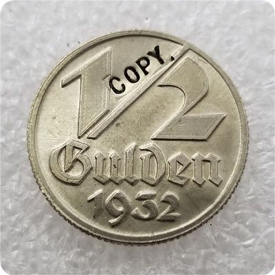 เหรียญโปแลนด์ Danzig เหรียญ1/2นิกเกิล1932เหรียญที่ระลึกเลียนแบบเหรียญเหรียญสะสม