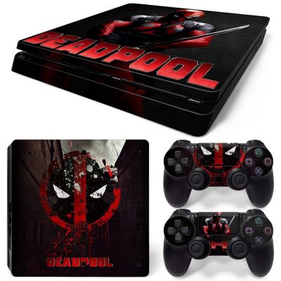 สติกเกอร์ลาย Marvel Deadpool ผิว PlayStation4ฟิล์มป้องกันสำหรับบาง PS4 PS4Slim คอนโซลควบคุมที่ครอบจอยคอนโทรลเลอร์