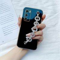 [ข้อเสนอพิเศษ] Romwe  เคสชุบโลหะด้วยไฟฟ้าสร้อยข้อมือหรูหราสำหรับ Huawei P40 4G 5G สายรัดข้อมือเคสโทรศัพท์กันกระแทกแบบนิ่ม Girls