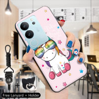 Case4you สำหรับ Vivo V29 5G Y78 5G Y78 + 5G แหวนใส่นิ้ว Instagram นิ่มลายการ์ตูนน่ารักแฟชั่นเคสนกฟลามิงโก้และม้ายูนิคอร์นซิลิโคนเคสครอบโทรศัพท์ยางกันกระแทก