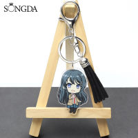 Anime Acrylic Tassel Keychain Rascal Does Not Dream of Bunny Girl Figures Pattern Keyring Bag Pendant Otaku Cute Girl Collection
