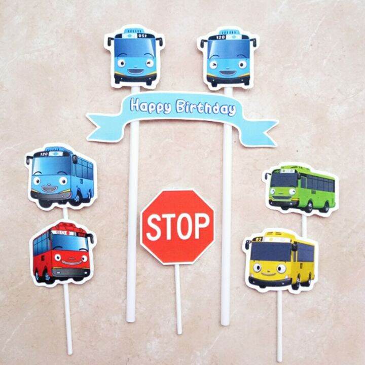 tayo topper cake satu set hiasan kue ulang tahun karakter tayo the