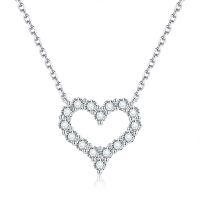 Follow Cloud 1CT Moissanite Heart Necklace for Women 925 Silver 18K Gold Plated Platinum Simulated Diamond Pendant Birthday Gift