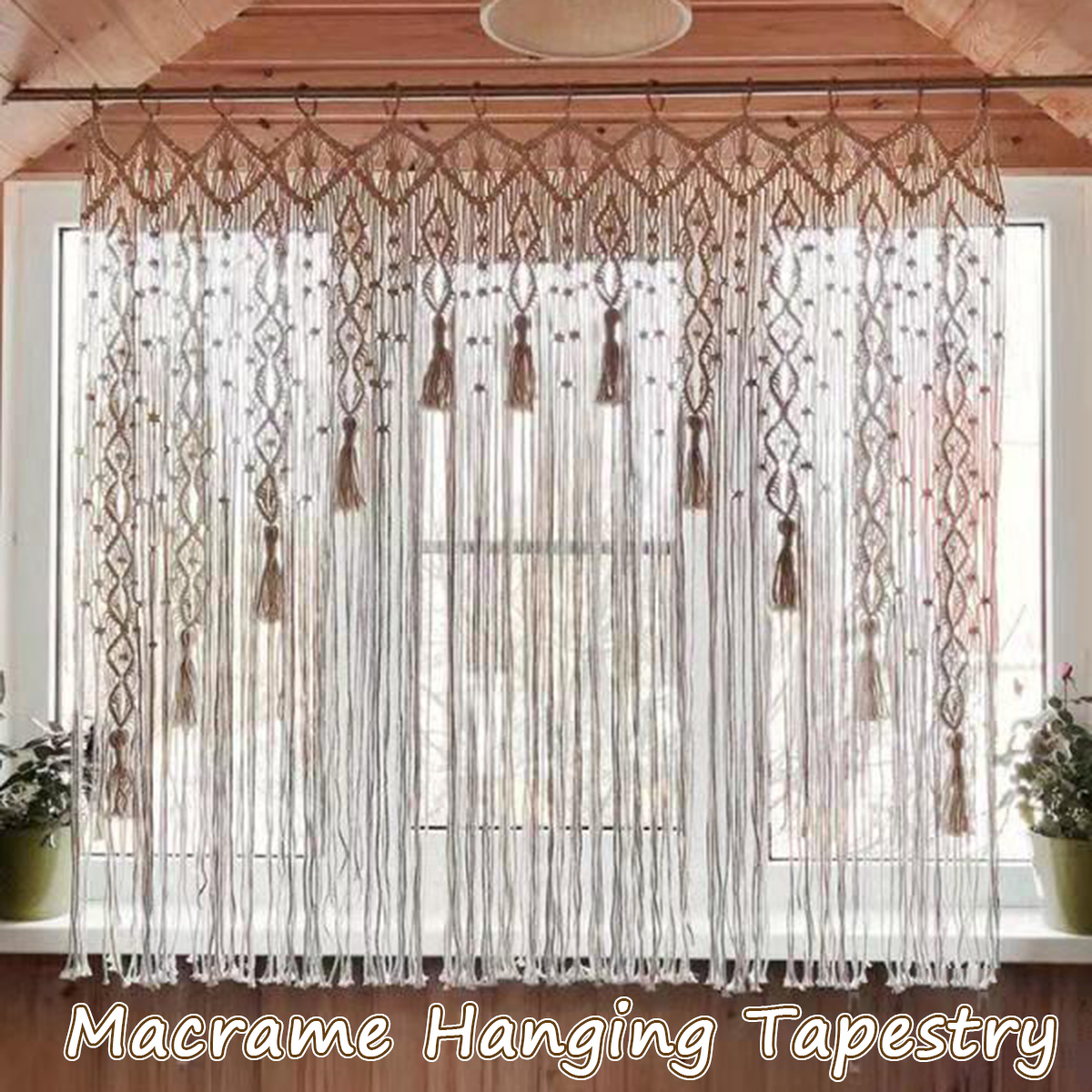 Macrame Curtain 85x200cm Wall Hanging Tapestry Room Door Window Wedding  NEW 