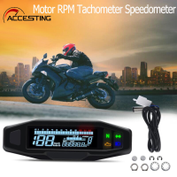 Universal Digital Moto RPM Tachometer Speedometer + Sensor Speed Gauge Tacho Meter เครื่องวัดระยะทางดิจิตอลพร้อมจอแสดงผล LCD คาร์บูเรเตอร์กิโลเมตรเคาน์เตอร์สำหรับรถจักรยานยนต์