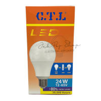 [ใช้กับแบตเตอรี่] หลอดไฟ LED หลอดประหยัดไฟ ขั้วเกลียว E27 12V-24V-65V 24W ยี่ห้อ CTL แสงสีขาว Daylight