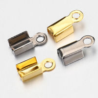 50pcs สแตนเลสสตีลหมวกพับคลิป CRIMP Clasps String ริบบิ้นหนังจี้สำหรับเครื่องประดับ DIY ทำ-GEIWH MALL