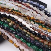 Natural Stone Crystal Agate Cut Oval Perforated Spacer Beads DIY Necklace Bracelet Jewelry Accessories Gift