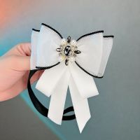 ♂■▦ White Lace Bow Tie Brooches Fashion Womens College Style Shirt Collars Flower Rhinestone Bowtie Korean Girl Uniform Accessories