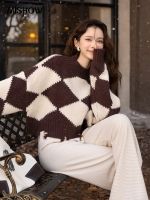 ✷ MISHOW Argyle Sweater for Thicken Warm Oneck Pullover Loose Knitwears Korean Female Clothing MXB44Z1036