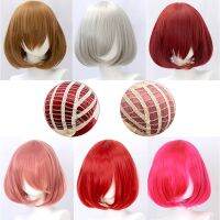 DIFEI Synthetic Anime Hairpiece Short Bob Straight Hair With Bangs Lolita Cosplay Wig For Women Universal Headgear 12 Inches