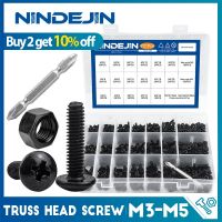 NINDEJIN Cross Truss Head Screw Set 721pcs M3 M4 M5 Carbon Steel Truss Mushroom Phillips Head Machine Screw and Nut Set Nails Screws  Fasteners