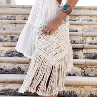 hot【DT】♣✇☍  Crochet Fringed Shoulder Hand-Woven Beach Luxury Design Tassel Crossbody for Ladies Handbags