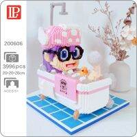 LP 200606 Anime Dr.Slump Arale Bathroom Bathtub Girl Duck Doll Model Mini Diamond Blocks Bricks Building Toy For Children No Box