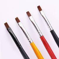 Nail Brush Pen UV Gel Brush Flat Head UV Gel Brush for Gel Polish Painting Nail Art Manicure Painting Wooden Handle