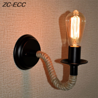 American Retro Rope LED Wall Lamp Industrial Style Room Bedroom Bedside Sconce E27 Lamp Corridor Aisle Stairs Wall Light