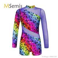 【hot】♗  Ballet Leotards for Toddler Gymnastics Leotard Costume Mock Neck Sleeves Colorful Print Wear Bodysuits