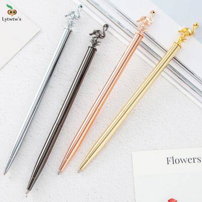 1 PCS Lytwtws Flamingo Ballpoint Pen Rose Gold Wedding Metal Copper Pen Office School Supply Stationery Pens