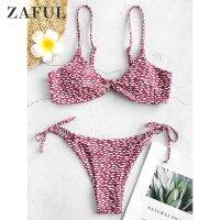 2021ZAFUL Sexy Print Bikini Spotted Swimsuit Women Bikinis Set Padded Bohemia Swimwear Summer Beach Spaghetti Straps Bathing Suit