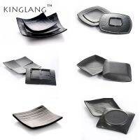 ◄◆ 1Pcs KINGLANG melamine square shape dinner plate for Japanese restaurant plastic black matt finishing dish dinnerware wholesale