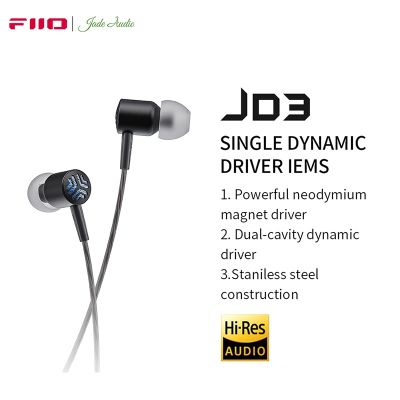 FiiO JadeAudio หูฟังไดนามิกหูฟังเบส/หูฟังที่ปรับ JD3ได้ฮาร์แมนพร้อมไมค์ HD เพลง HiFi กรอบเหล็กสแตนเลส