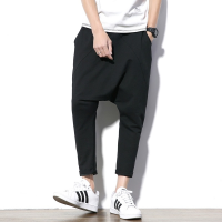 แฟชั่น Harem กางเกงผู้ชาย Cross-กางเกง Baggy หลวมสีดำ Sweatpants Hip Hop Pantalon Homme Casual Mens กางเกง Joggers กางเกงชาย