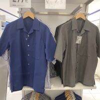 Uniqlo เสื้อคอปกแบบหลวมแขนสั้นสำหรับผู้ชาย,เสื้อสไตล์วินเทจผ้าฝ้ายผสมโมดคอล440373ดีไซน์เนอร์ความร่วมมือ