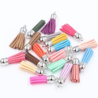 【YF】✺✁  10pcs 38mm 55mm length Suede Tassel Keychain Cellphone Straps Jewelry Charms Leather Tassels With Plated Gold Caps