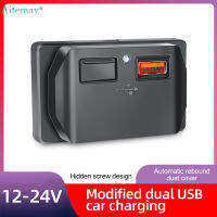 Aitemay ช่องเสียบสายชาร์จรถตัวแยกสายชาร์จ USB PD 12V/24V สำหรับเรือ RV รถกะบะเอทีวีแคมเปอร์4.2A 3.1A QC3.0