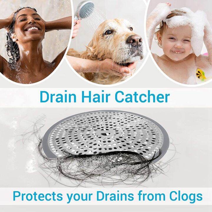 shower-drain-hair-trap-durable-stainless-steel-and-silicone-hair-catcher-shower-drain-cover-is-easy-to-install-amp-clean-blocks-hair-and-debris-for-bathroom-shower-strainer