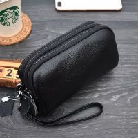 Genuine Leather Women Clutches Soft First Layer Cowhide Long Purses Three Layer Zipper Daily Clutch Bags For Lady Cell Phone Bag