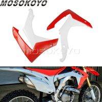 ปลอกหุ้มหม้อน้ำด้านหน้ามอเตอร์ไซค์วิบาก1คู่ MX Enduro Oil ยามด้านข้างสำหรับ Honda CRF250R 2014-2017 CRF450R 2013-2016