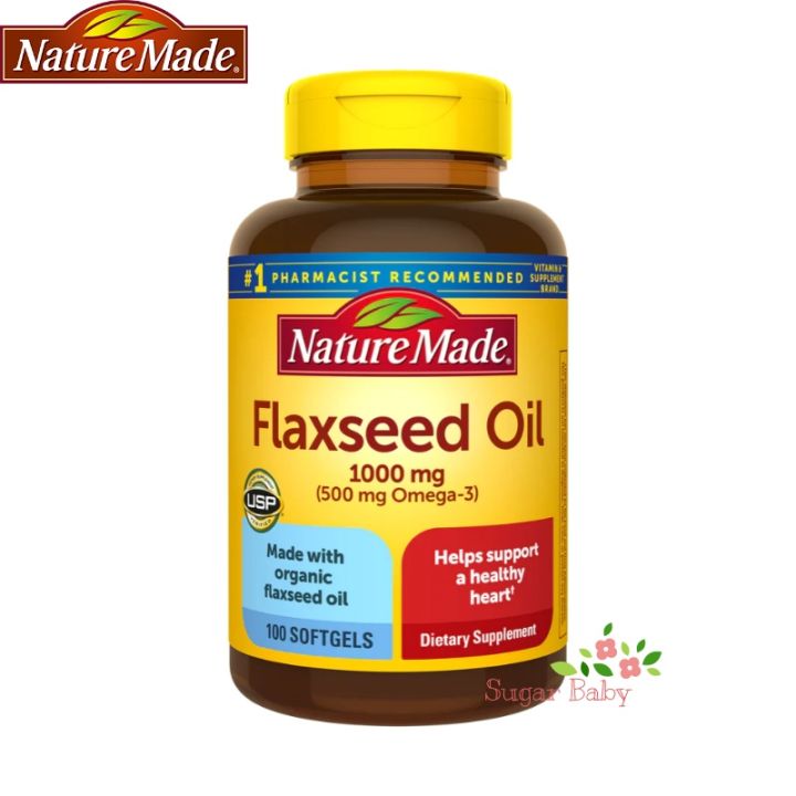 Nautre Made Flaxseed Oil 1000 Mg 100 Softgels แฟล็กซีดออยล์ 1000 มก. 100 ซอฟท์เจล
