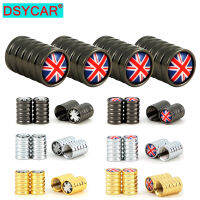 DSYCAR ยางวาล์ว Caps (4ชิ้นเซ็ต) Universal British Flag โลโก้ Stem สำหรับรถบรรทุก SUV รถจักรยานยนต์จักรยานและจักรยาน