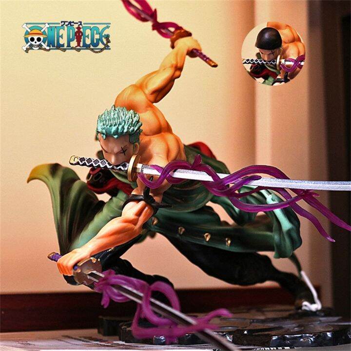 YANYAN 20CM Mới Zoro Asura Action Figure One Piece Sưu tầm Anime Toy Three  Sword Stream Three Thousand World Zoro Action Figure 