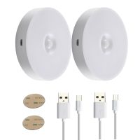 ∋ 2PCS/lot LED Touch Dimmable Night Lights USB Rechargeable Under Cabinet Puck Lighting Magnetic Stick for Shelf Kitchen Wardrobe