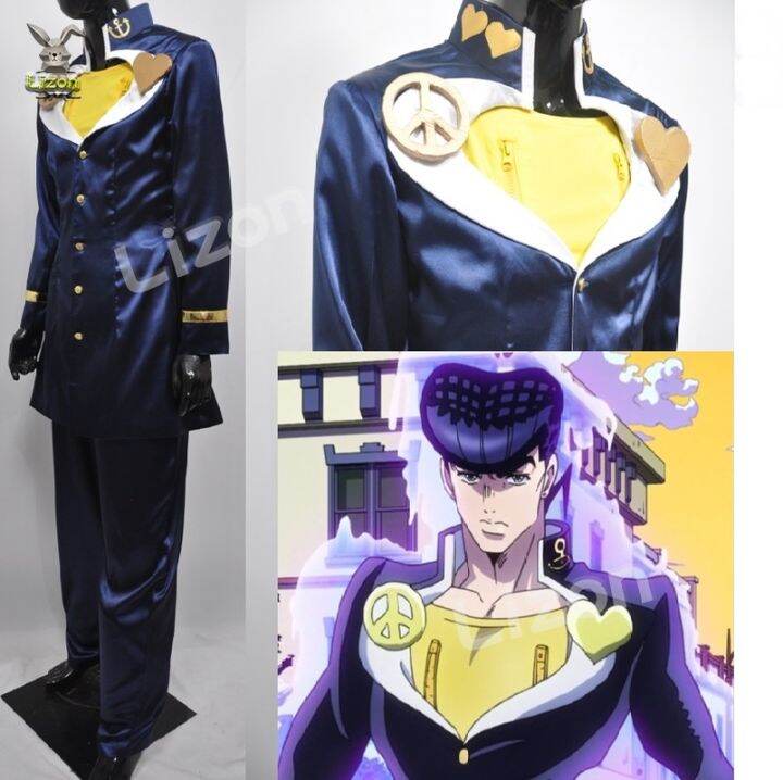 Jojo 39s Bizarre Adventure Josuke Higashikata Cosplay Costume Wig Blue