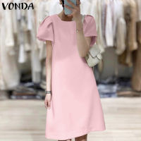 (จัดส่งฟรี)Fancystyle VONDA ชุดเดรสฤดูร้อนทรงเอลำลองธุรกิจสำหรับผู้หญิงชุดคอตัว O สาวออฟฟิศแบบทางการ