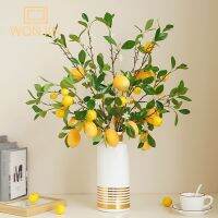 【CC】 Lemon Fruit With Leaves Artificial Flowers Table Garden Arrangement