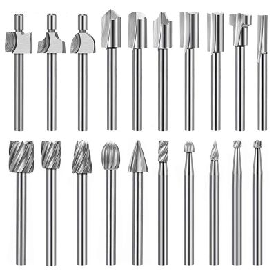 20Pc HSS Router Carbide Engraving Bits for Router Bit Set 1/8 Inch(3mm) for Rotary Tools