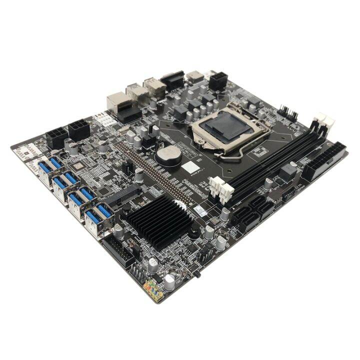 btc-b75-mining-motherboard-i3-2120-cpu-ddr3-4gb-1600mhz-ram-128g-msata-ssd-sata-cable-switch-cable-8xpcie-to-usb-board